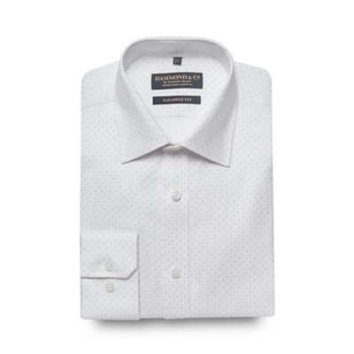 Big and tall white textured sport print tailored shirt